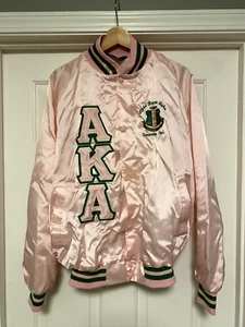 Vintage Alpha Kappa Alpha Satin Bomber Jacket Women’s -LARGE - AKA (STAIN ON FT) - Bild 1 von 7