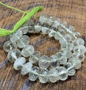 Natural Green Amethyst Faceted Beads, AAA+ Quality Rondelle Loose Beads. - Picture 1 of 11