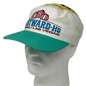 Vintage 80s Westward Ho Casino Painters Hat Cap White Las Vegas Gambler Snapback - Picture 1 of 13