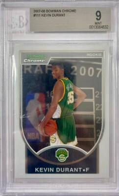 Kevin Durant Auto Rookie Bowman Chrome 2007 833/2999 Supersonics GM 9 tapa Bas Foto 1 de 2