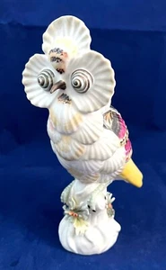 FIGURINE OWL. VINTAGE ITALIAN MAJOLICA BY MOTTAHEDEH. GROTTO STYLE, SHELL MOTIF - Picture 1 of 11