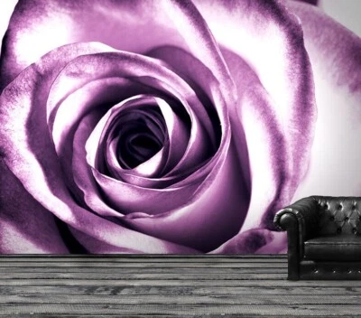 Rose wallpaper wall mural purple floral girl bedroom art 366x254cm closeup - Image 1 of 4
