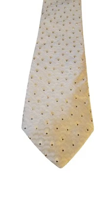 Corbata de cuello Brioni para hombre diseñador de lujo oro crema lunares seda italiana negocios Foto 1 de 4