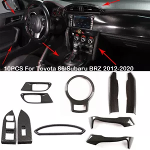 10pcs Carbon Fiber Look Interior Full Trim Set For Toyota 86/Subaru BRZ 2012-20 - Foto 1 di 12