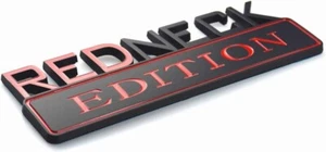 1pc REDNECK EDITION CAR EMBLEM Badge 3D Decal Sticker for Car Truck Black Red - Picture 1 of 4