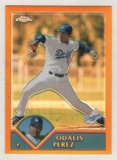 2003 Topps Chrome Gold Refractor #007 Odalis Perez Los Angeles Dodgers ###/449