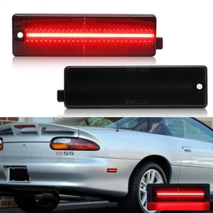 2Pcs Smoked Lens Red LED Rear Bumper Side Marker Lights For 93-02 Chevy Camaro - Picture 1 of 9