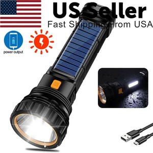 Tactical Bright LED Flashlight USB Rechargeable Light Outdoor Camping Torch Lamp