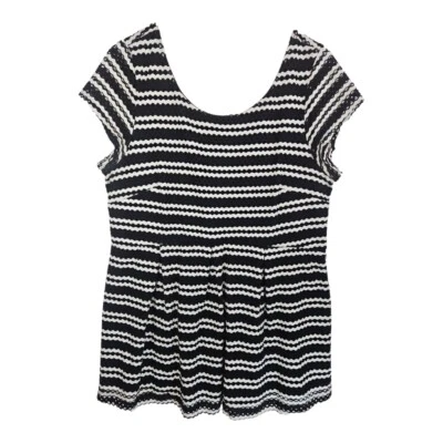 A Pea In The Pod Maternity Textured Black & White Striped Knit Umpire Top Large  - Image 1 of 4