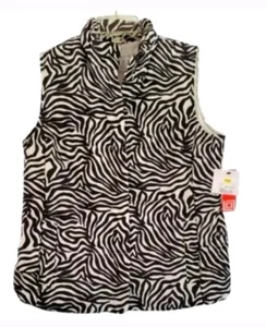 Liz Claiborne Zebra Animal Stripe Print Quilt Puffer Vest Activewear Medium NWT - Picture 1 of 12