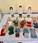 Three 8" Vintage Flat Hand-Painted Wooden Dolls for Dress-up,10 Magnetic Outfits
