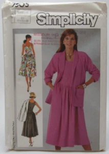 7505 Simplicity Sewing Pattern Sleeveless Knit Dress & Jacket Szs 12-16 VTG '86 - Picture 1 of 7