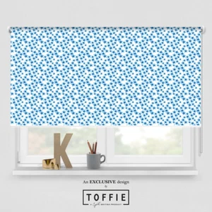119- Tenda a rullo bianca con fiore piccolo blu - varie misure, oscurante - Foto 1 di 4