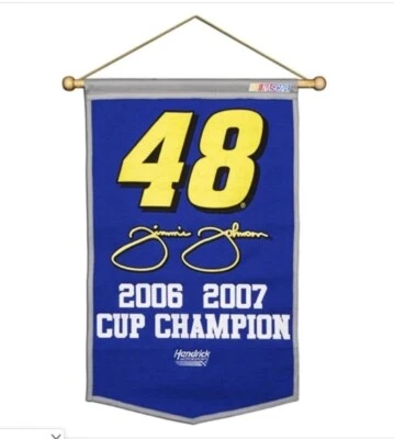 Jimmie Johnson 48 Montado Recuerdos Mezcla Lana Bandera 22 x 36 NASCAR Bandera Foto 1 de 4