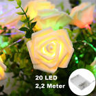 LED Rosenblütenkette Deko Blumen Blüten für AA Batterien Akkus Lichterkette