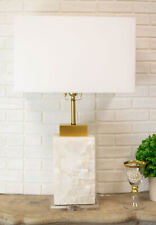 27"H Contemporary Elegant Stacked Marble Gold Plated Metal Table Lamp W/ Shade