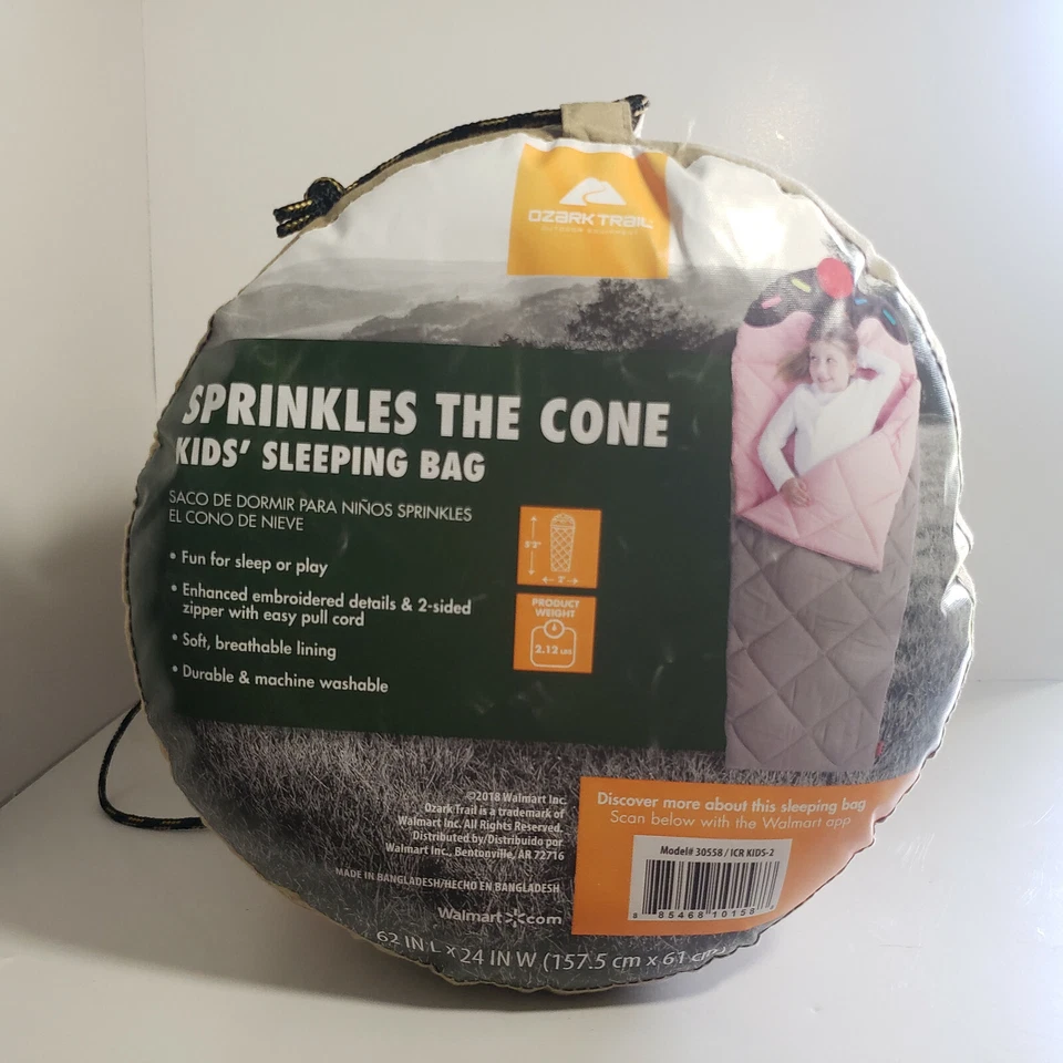 Ozark Trail Sprinkles The Cone Kids Sleeping Bag Camping Sleepovers 30558