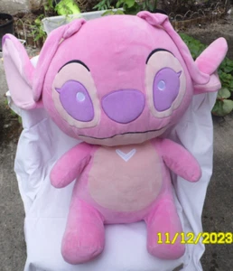 P5/  DOUDOU TRES GROSSE PELUCHE DISNEY  STITCH ..ANGEL ROSE MAUVE 55/70CM  NEUF - Picture 1 of 5