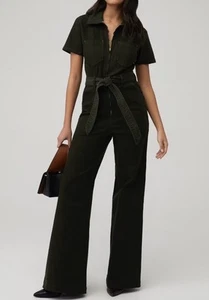 Mono GOOD AMERICAN Talla 2/M Apto para el Éxito Palazzo Denim Cinturón Verde Nuevo - Imagen 1 de 10