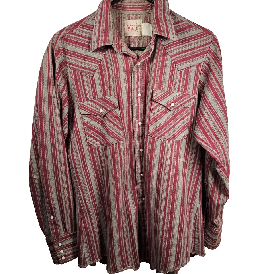 Vintage Western Snap Flannel Saddle King Made in USA Heavy Shirt Shacket XL - Image 1 of 4
