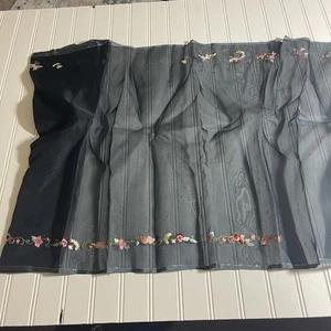 SILK Blue-Gray- flowers FABRIC 3 Yards x 21 Inches Wide or 108 Inches x 21 Wide - Picture 1 of 20