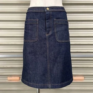 A.P.C. Stretch Denim Skirt Trapezoidal Flared Front Pocket - Picture 1 of 6