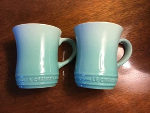 Le Creuset Cool Mint Ombre Mugs Curved Set of 2 - Picture 1 of 4