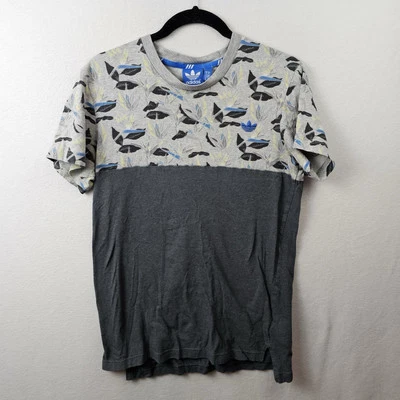 Camiseta Adidas Para Hombre Talla Mediana Gris 2 Tonos Manga Corta Camiseta Hoja Floral Top Foto 1 de 4