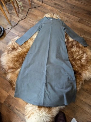 Any size XS Gray Green PURE Cotton And FLAX LINEN, Comfortable A Line Dress - Image 1 of 4