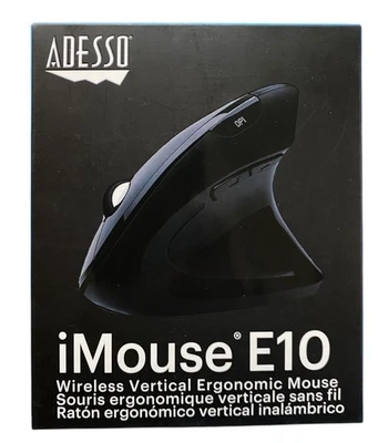 Adesso iMouse E10 Right Hand Wireless Vertical Ergonomic USB Mouse Black New - Image 1 of 4
