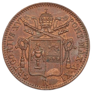 Vatican - 1 baiocco 1842 Grégoire XVI - États pontificaux SUP+ cuivre - KM.1320 - Picture 1 of 2