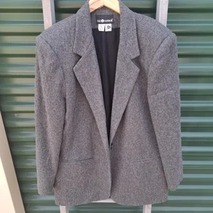 Sag Harbor Damen Sakko Blazer Größe 14 Large Grau Wollmischung Einknopf Karriere - Bild 1 von 10