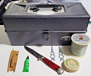 Vintage Old Pal Fishing Tackle Box Black Lititz PA, Fishing + Penn lube&wrench.. - Bild 1 von 20