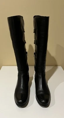 Sesto Meucci Women's Riding Boots Black Leather Size 8 (Fits 8.5) Made In Italy - Image 1 of 4