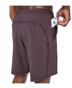 Lululemon Pace Breaker Shorts 9" Lined Size L  Pockets Purple/ Black Outdoor Gym - Picture 1 of 17