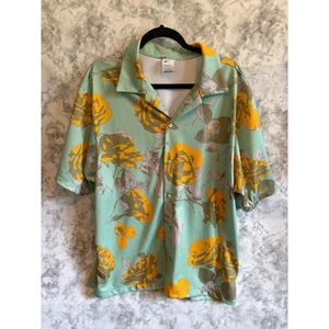 Nike Ropa Deportiva Floral Malla Dri Fit Camisa L Amarillo Rosa Manga Corta Abotonada - Imagen 1 de 9