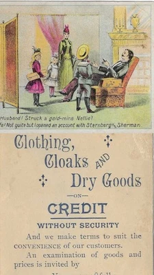 Jersey City NJ CLOTHING DRY GOOD on CREDIT No SECURITY STERNBERG & SHERMAN c1896 - Image 1 of 3