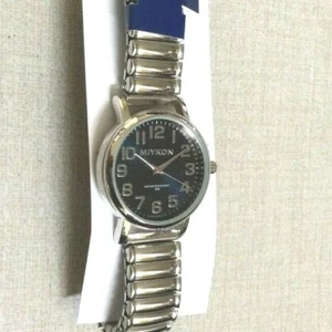 Miykon Women's Watch Round Blue Dial on Silver Stretch Band Waterproof 3ATM New! - Picture 1 of 5