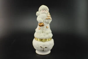 Christmas Wonder Holiday Trinket Box SANTA with Tree & Bell Porcelain in Box - Picture 1 of 17
