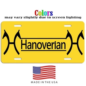 Hanoverian brand license plate car truck suv tag black and yellow - Imagen 1 de 1
