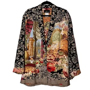 Carole Little floral landschaftlich reizvolle Blazerjacke Damen 4 tragbare Kunst zum Tragen Vintage - Bild 1 von 9
