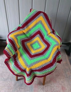 π New Crochet Handmade Blanket Throw rug 100*100 cm Cot Car Sofa Granny Square - Picture 1 of 11