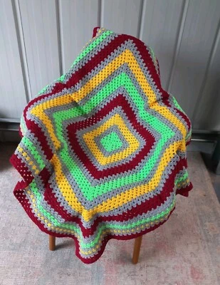😇 New Crochet Handmade Blanket Throw rug 100*100 cm Cot Car Sofa Granny Square  - image 1 of 4