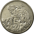 Pièce de 5 cents Nouvelle-Zélande | Reine Elizabeth II | Lézard Tuatara | 1986 - 1998