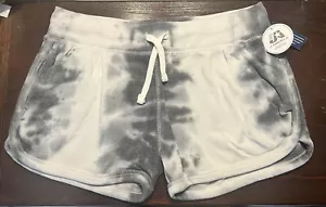 J. America Ladies Tie-Dye Shorts Size XL Cotton/Polyester Black White Pockets - Picture 1 of 8