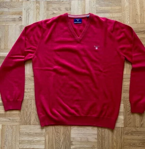 GANT Pullover Pulli Herren rot 100% Wolle XL V-Neck wenig getragen Lambswool - Bild 1 von 8