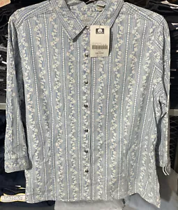 Classic Elements Women's 16/18W denim button up shirt blouse 3/4 Sleeve - Picture 1 of 8
