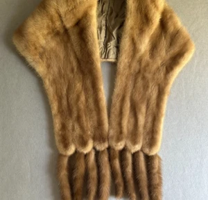 Seltener 50er Vintage Echt Nerz Pelz Stola Schal Halstuch Capelet - abnehmbare Schwänze - Bild 1 von 6