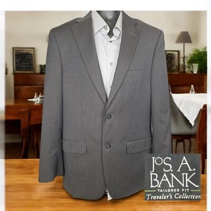 Joseph A Bank Sakko Blazer Herren 40 L grau kariert Wolle natur Schulter - Bild 1 von 9