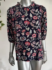 JOULES Cecily Top Blouse Size 12 14 16 18 20 French Navy Floral Shirred Shoulder - Picture 1 of 24
